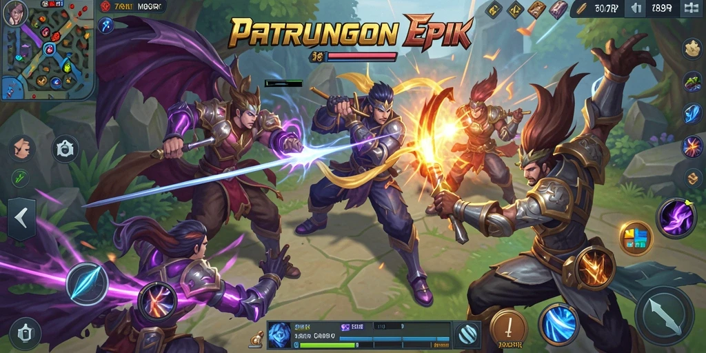 Screenshot gameplay 789RP yang memperlihatkan pertempuran tim yang seru.