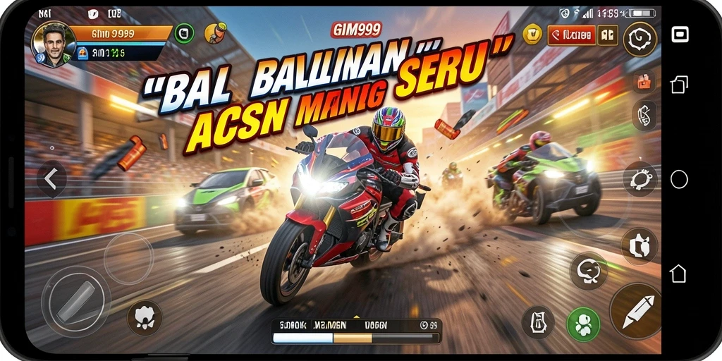 Gameplay balapan GIM999 yang mendebarkan dan penuh aksi.
