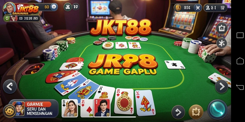Screenshot gameplay JKT88 yang menunjukkan serunya bermain Gaple.