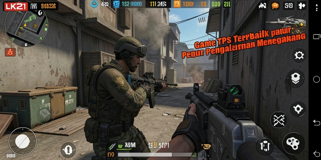 Screenshot LK21 menampilkan aksi intens dalam game TPS.