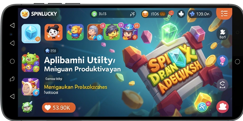 Tampilan utama SPINLUCKY dengan fitur-fitur Utility yang lengkap.