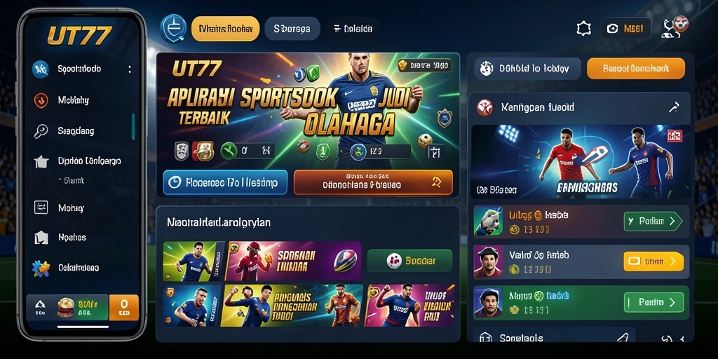 Screenshot UT77 menampilkan layar taruhan olahraga yang interaktif dan menarik.